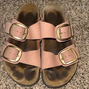- Birkenstock Arizona pink suede big buckle. Make offers